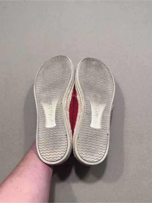 Clarks Collection Cushion Soft Red Suede Espadrille Slip-On Shoes - Image 5