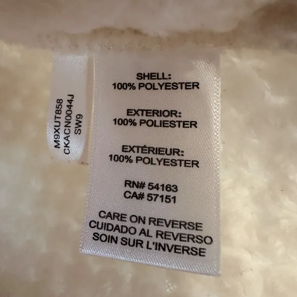 Calvin Klein Women's Size Small Ivory Cream‎ Sherpa Teddy Full Zip Vest - Image 5