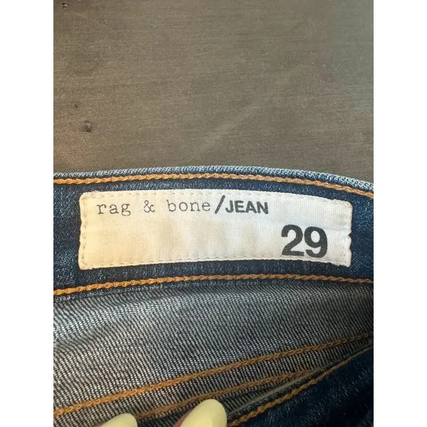 rag & bone/JEAN Distressed Skinny Jeans Size 29 Dark Wash Ripped Knees Denim - Image 4