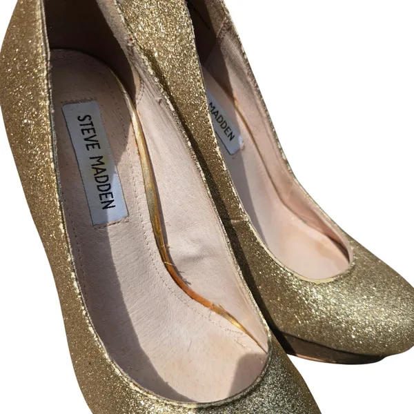 Steve Madden Womens Gold Glitter Platform Stiletto Pumps Heels Size‎ 7.5 - Image 6