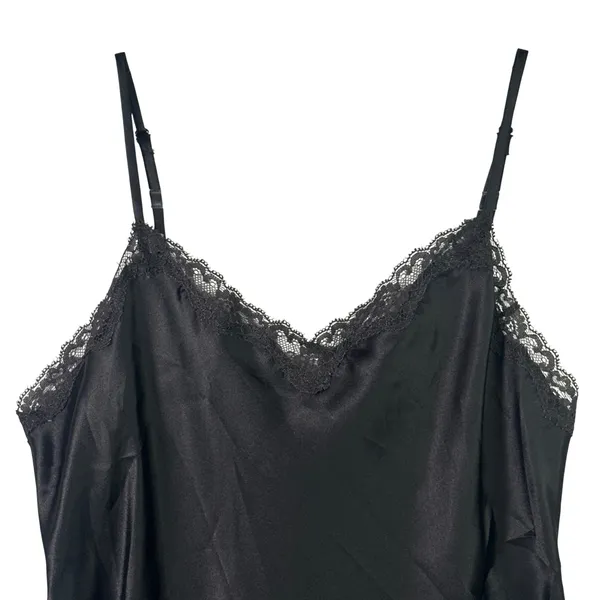 Victoria's Secret Black Satin Robe & Lace Slip Dress Lingerie Set OS XS‎ Black - Image 13