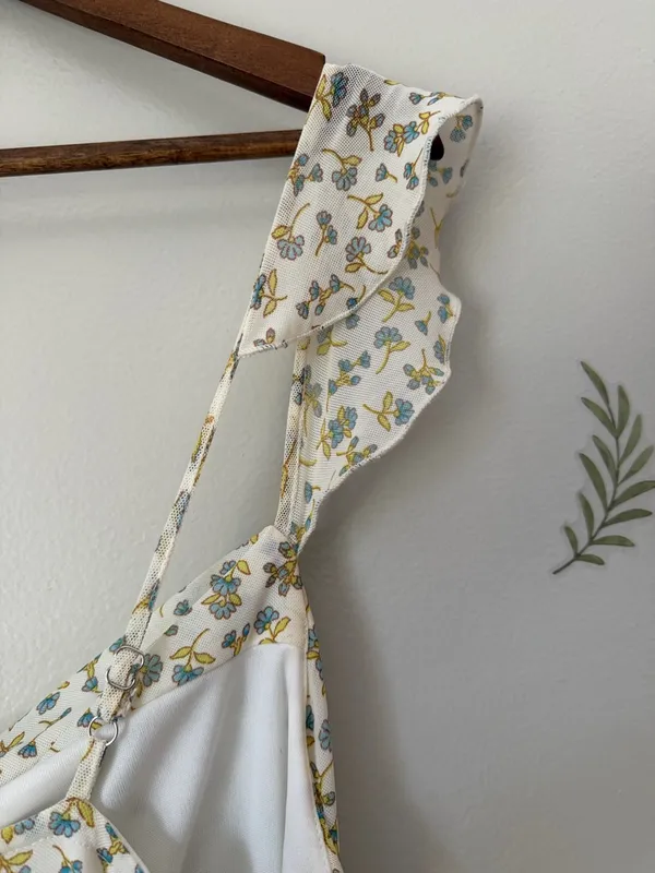 Kirious LA Floral Slip Dress in Cream and Olive - Image 4
