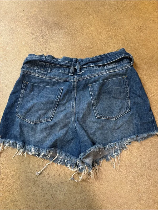 We The Free Blue Paperbag Waist Denim Shorts with Self-Tie Belt - Image 2