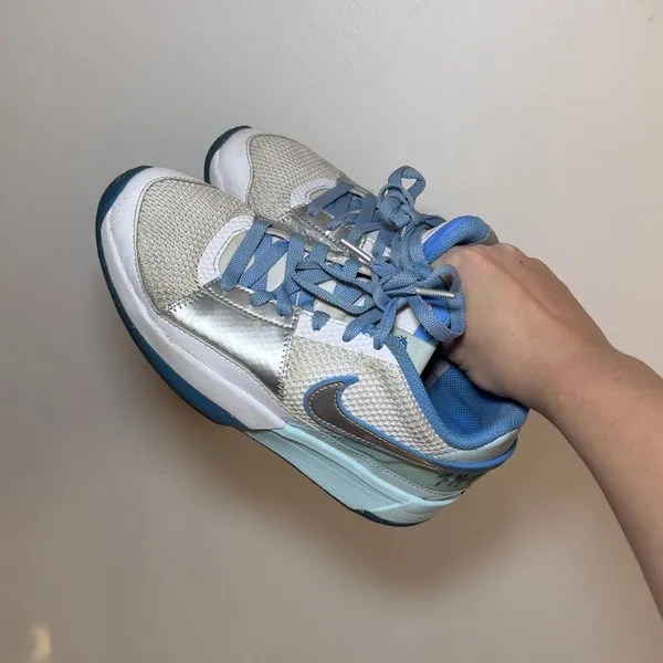 Nike Youth 5Y Sneakers White Blue Basketball Shoes | Fits Women’s 6.5–7 - Image 11