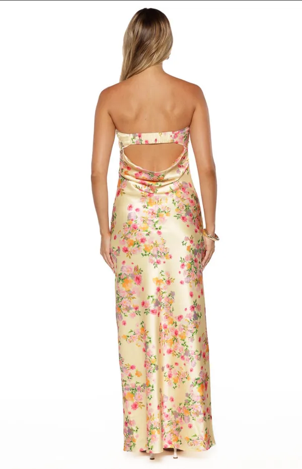 Beginning Boutique Maiah Yellow Bloom Maxi Dress - Image 3
