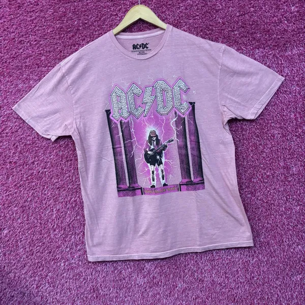 AC/DC Who Made Who Rock Pink Rhinestone T-Shirt XL - Image 3