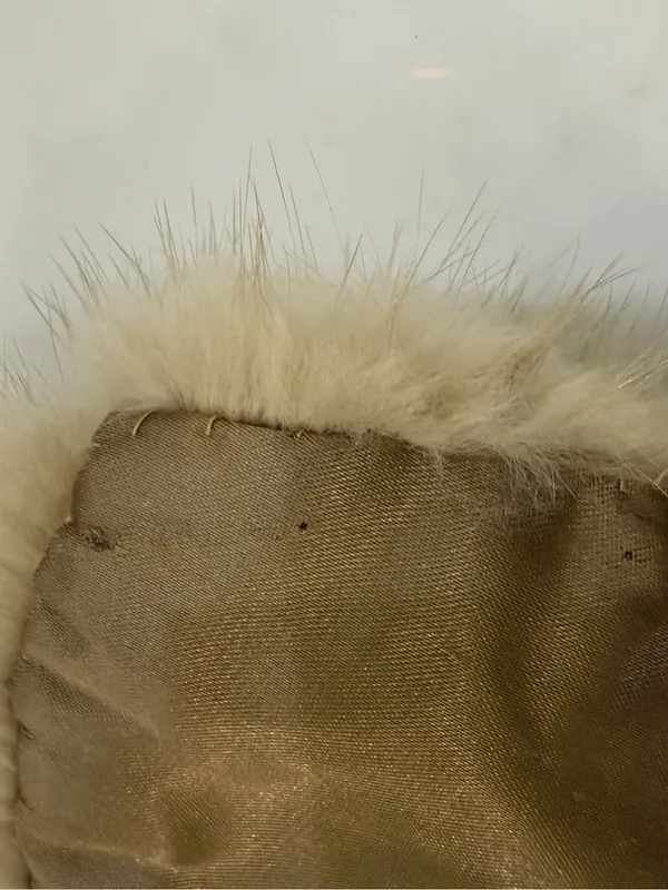 VINTAGE Cream Beige MINK FUR COLLAR Tan‎ SATIN Lining - Image 6