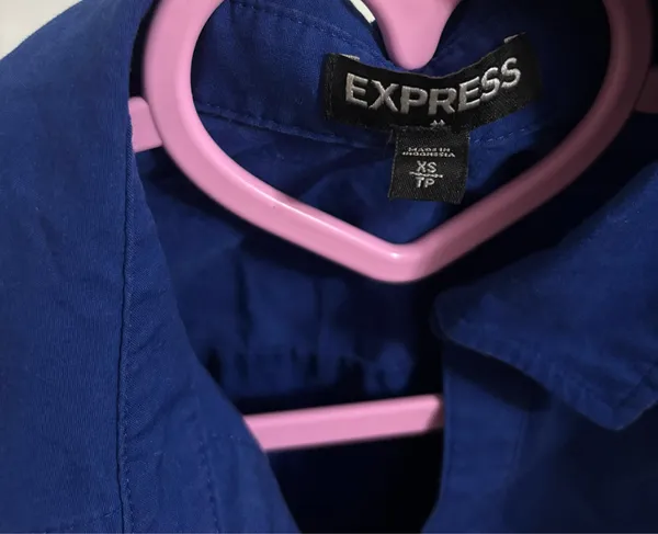 Express Deep Blue Fitted Button-Down Shirt - Image 4