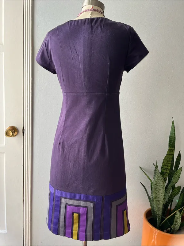 Boden• Navy & Purple Grosgrain Ribbon Detail• Cotton Dress• Sz 6 - Image 4