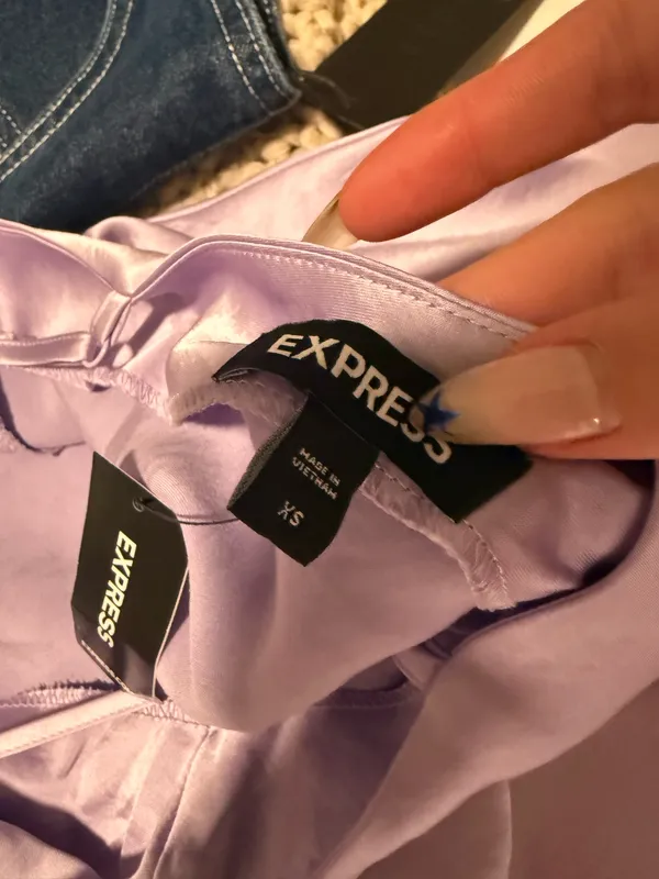 EXPRESS Purple Cowl Neck Satin Slip Dress - Image 7