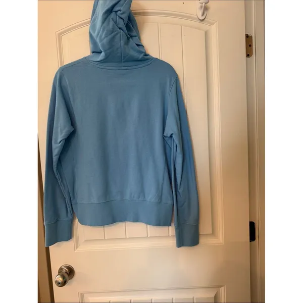 Reflex Light Blue Women's Hoodie Sweater with Drawstring Size L - Image 2