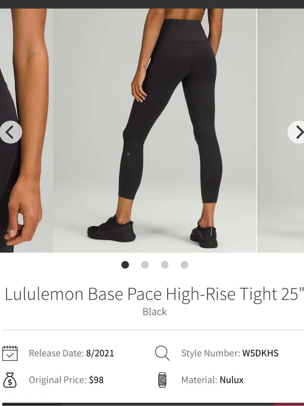 Lululemon Base Pace High-Rise Tight 25" Black Athletic Leggings - Image 2