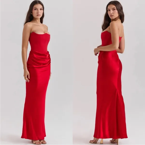 House of CB Persephone Scarlet Strapless Corset Maxi Dress M - Image 3