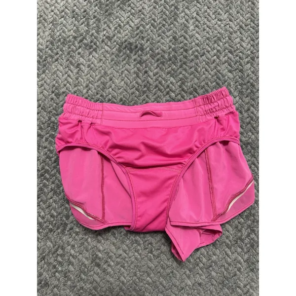 LULULEMON Women's Speed Up Shorts Pink stretch Black Size 6 - Image 4