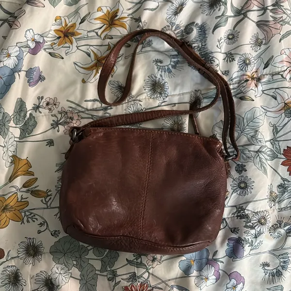Brown Woven Leather Crossbody Bag - Image 3