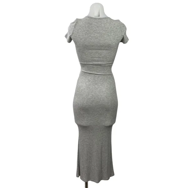 Aritzia The Group Babaton Heather Gray Short Sleeve Knit Maxi Bodycon Dress XS - Image 3