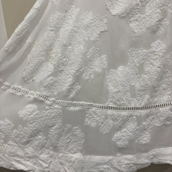 Soft Surroundings White Floral Embroidered Lace Trim Crepe Midi Skirt Large Boho - Image 5