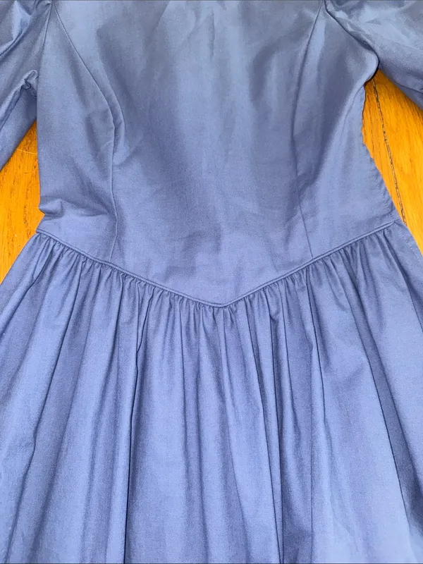 Laura Ashley Vintage v waist puff sleeve Classic Blue women's midi maxi dress 8 - Image 2