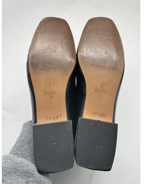 Linea Paolo Missy Black Leather Slip On Square Toe Loafers Women’s Size 7 - Image 11