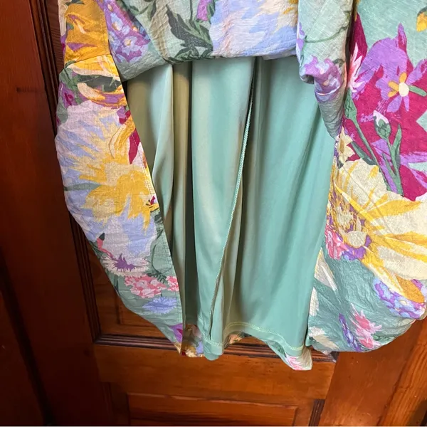 H&M Green Floral Halter Maxi Dress with Yellow & Purple Blooms - Image 13