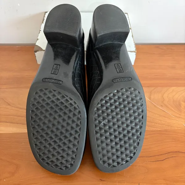 Aerosoles Pepperoni Black Croc Embossed Mules Block‎ Heel Square Toe Mens 10M - Image 8