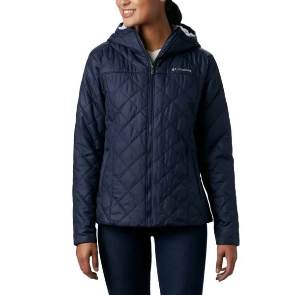 Columbia Copper‎ Crest Jacket SMALL quilted Soft Faux Fur Lined Hooded Navy Blue - Image 2