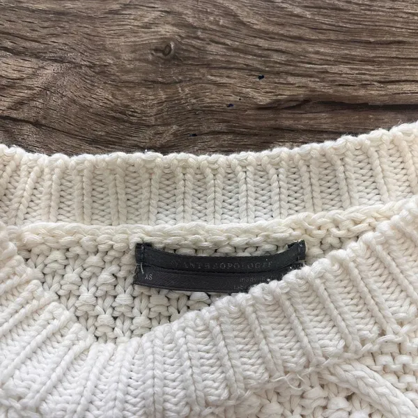 Anthropologie cream‎ cable knit sweater size Xs - Image 3