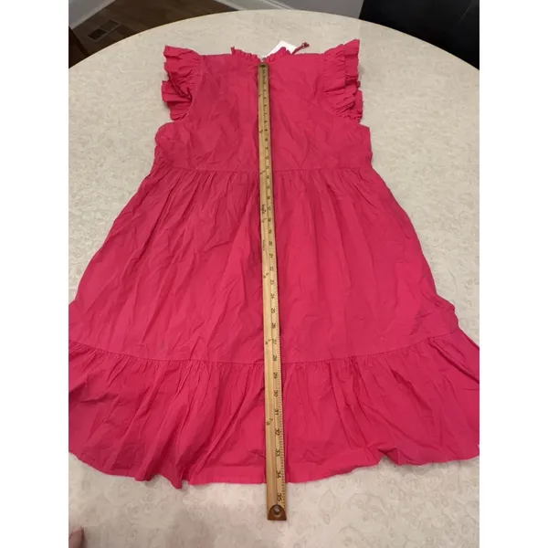 Caroline Constas Designer Tiered Ruffled Mini Dress Hot‎ Pink 100% Cotton - Image 15