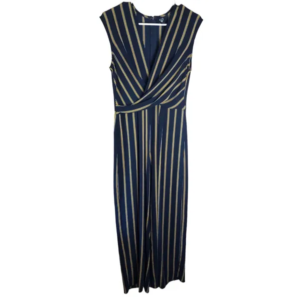 Windsor Jumpsuit M Navy Yellow Striped - Image 2