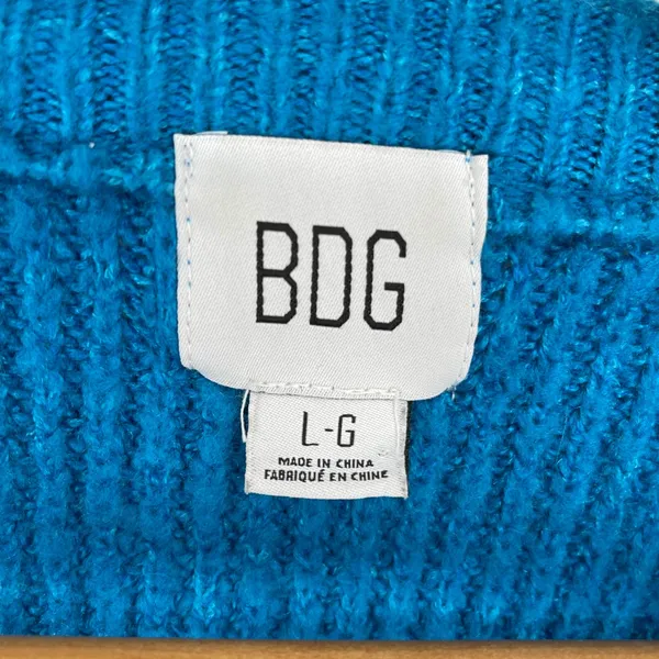 BDG Urban Outfitters Blue Cropped Oversized Knit Pullover Sweater Size‎ L - Image 6