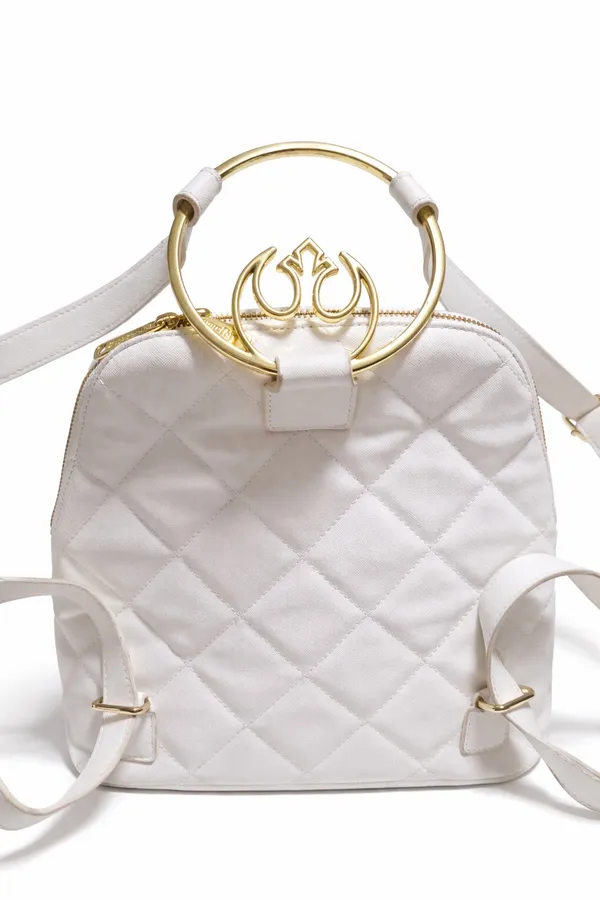 Star Wars Rebel Loungefly White Quilted Mini backpack with Gold hardware - Image 5