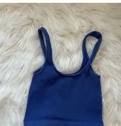 Free People Happiness Runs Square Neck Crop Tank in Blue - Image 2