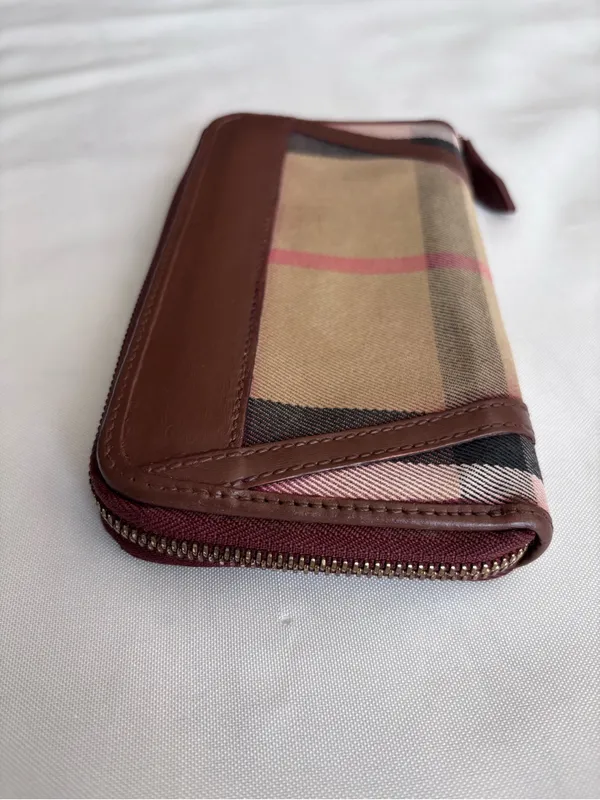 Authentic Burberry Pink House Check Zip Wallet - Leather Refinished / As Is - Image 3