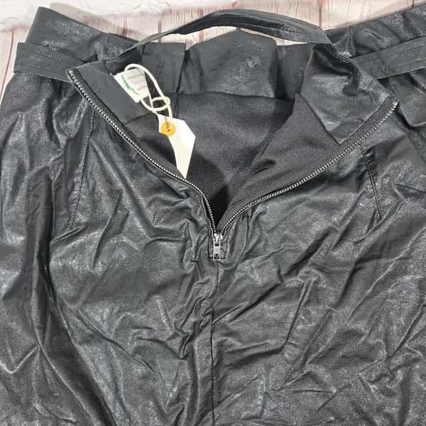 LoveRiche Belted Black Faux Leather Mini Skirt‎ L NWT - Image 3