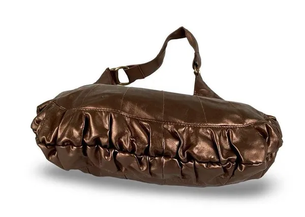 Bronze Colored Vegan Leather Hobo Bag Brown - Image 4