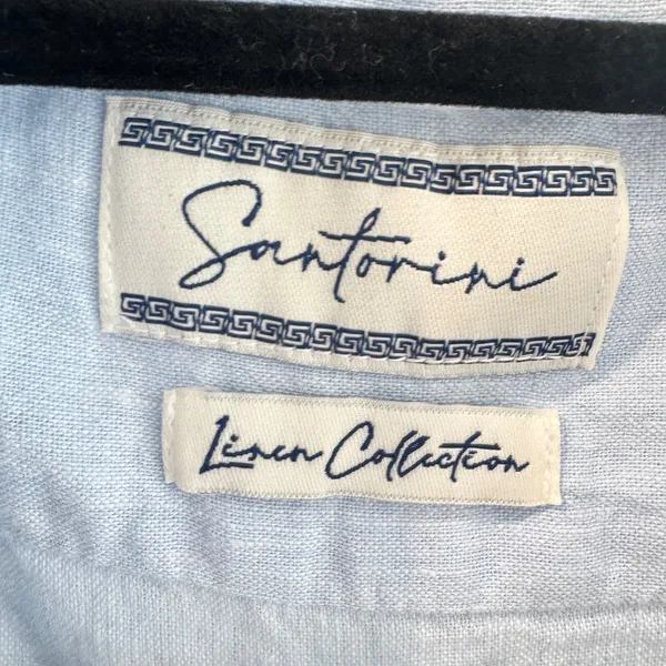 Santorini Linen Collection Light Blue Button Down Shirt Linen Blend 2XL 23-303 - Image 2