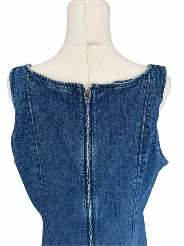 Abercrombie - Mila Squareneck Denim Mini Dress Blue Sz XL Petite - Image 6