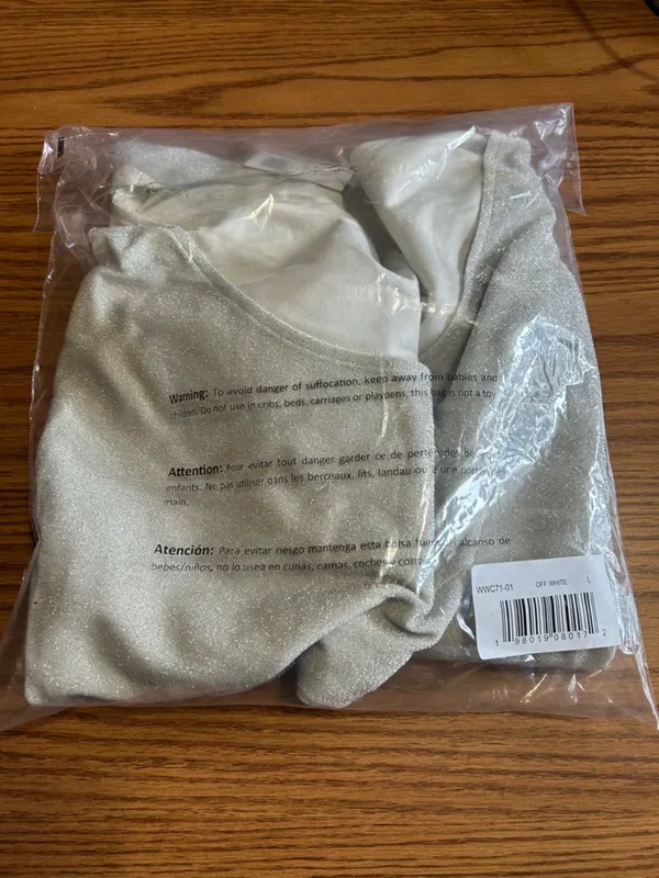 NWT WeWoreWhat Ruched Asymmetrical Knit Maxi Dress Off White Metallic Size Large - Image 3