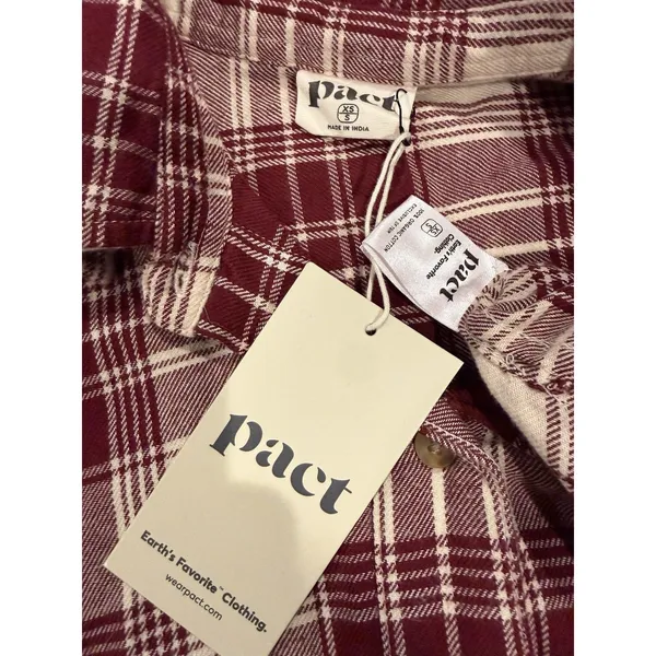 NEW Pact Shirt Womens XS/S Flannel Plaid 100% Organic Cotton Oversized Western - Image 4