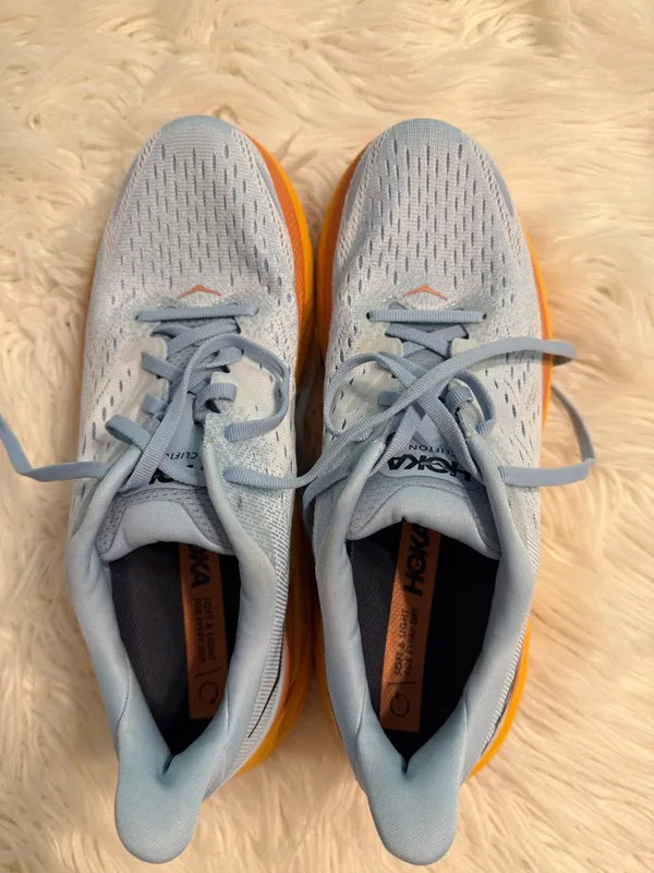 Hoka Clifton 8 Women's Light Blue and Orange Running Sneakers size 9.5 - Image 12