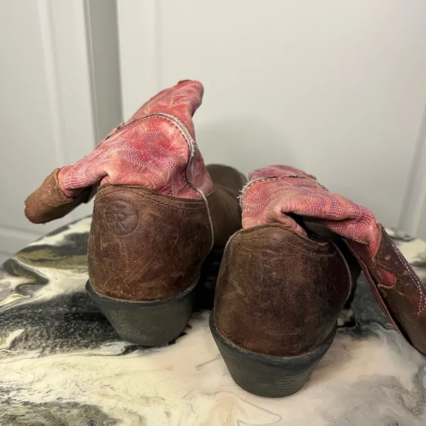 Tony Lama Pink Brown Leather Western Boots - Image 3