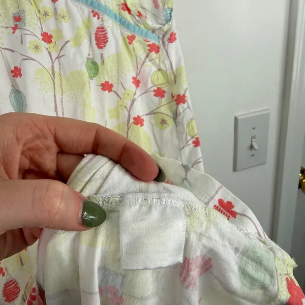 Green Cotton by Garnet Hill 100% Cotton Nightgown White Lantern Floral Womens XL - Image 11