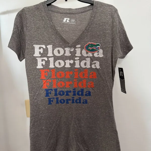 NWT UF University of Florida Gators Russell Athletic Women's V-Neck Tee Shirt, M - Image 2