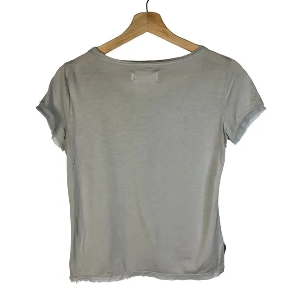 Abercrombie & Fitch Light Gray Lace Front Short Sleeve Top‎ XS - Image 2