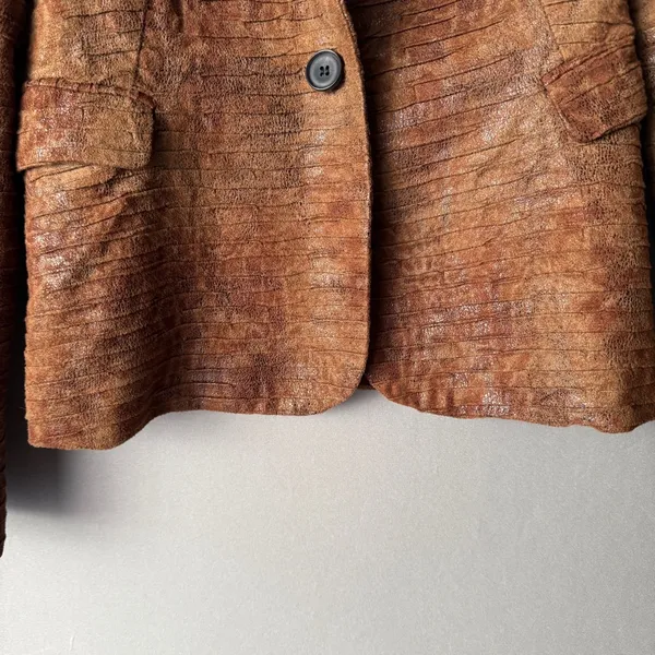 Zara sz XS‎ brown faux leather basic blazer - Image 3