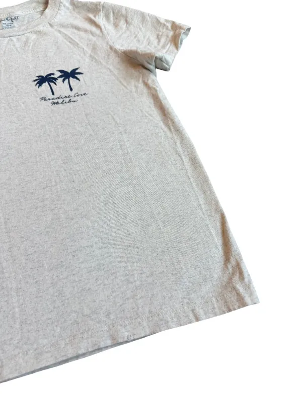 John Galt Paradise Cove Malibu Heather Cream Palm Tee Shirt Fit One Size Women's - Image 6