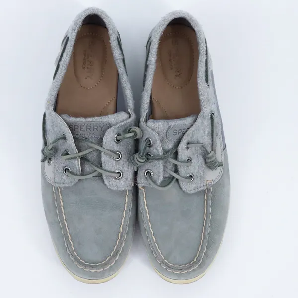 Sperry Top-Sider‎ Womens Grey Leather Suede Wool Boat Shoes STS82427 Size 9.5 - Image 11