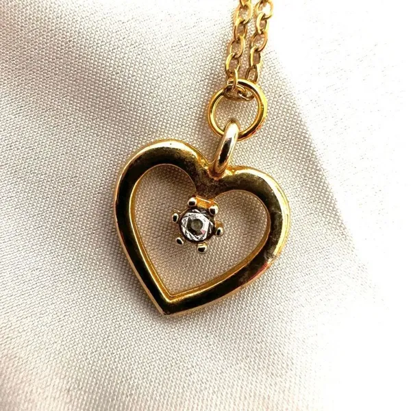 Gold tone heart rhinestone pendant necklace - Image 6