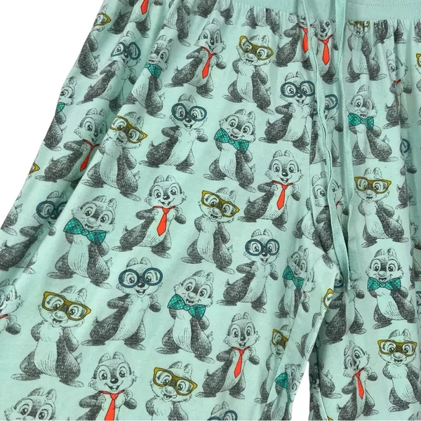 Disney Chip n Dale Mint Pajama Pants Nerd Glasses Tie Sleep Lounge Joggers L - Image 4