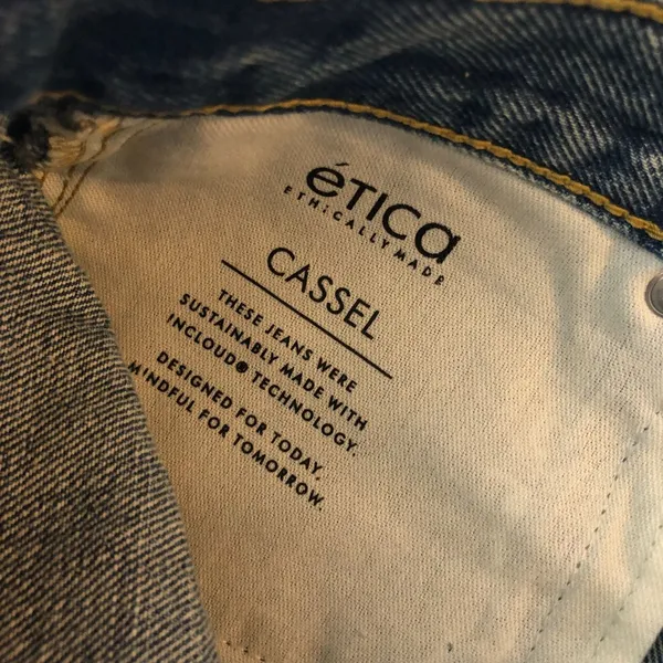 Etica Womens Cassel Ultra High Barrel Jeans Button Fly Rigid Bluestone Wash 27 - Image 7